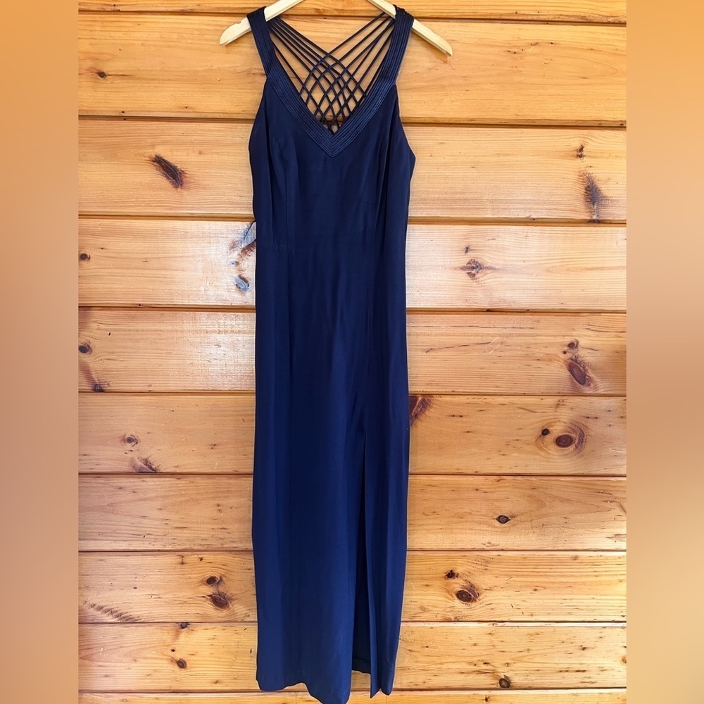 VTG De Laru By Linda Bernell Maxi wedding Dress evening Women's party Blue 11/12